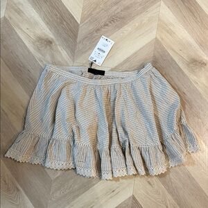 Zara Beige Gingham Mini Skirt
